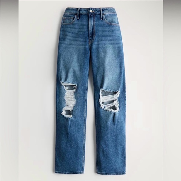 Hollister Denim - NWT Hollister Medium Denim Ultra High Rise Dad Jeans Stretch Sz 15 Short 32/S
